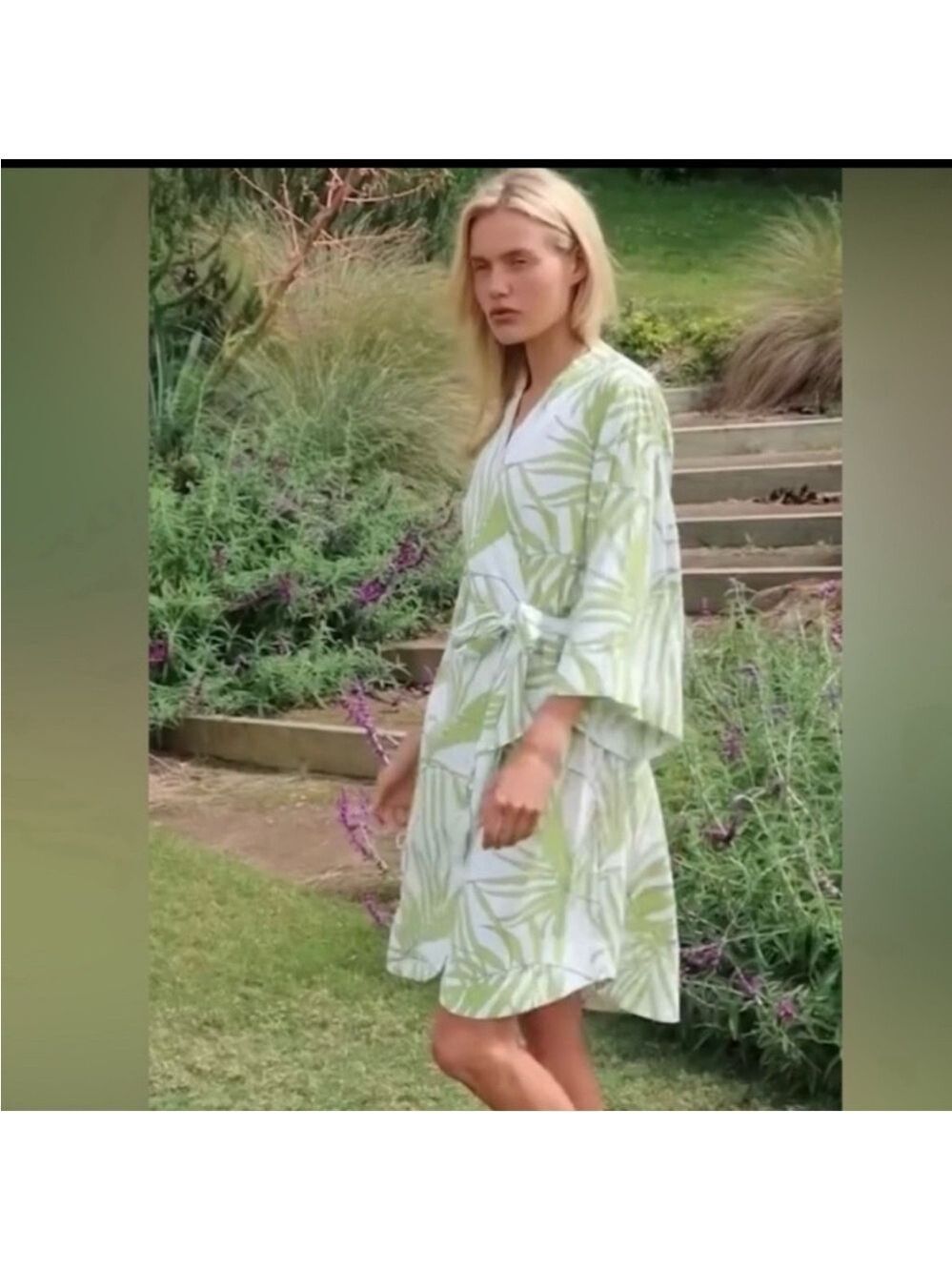 NWT Piyama Short Kimono Robe S/M in jungle Palm